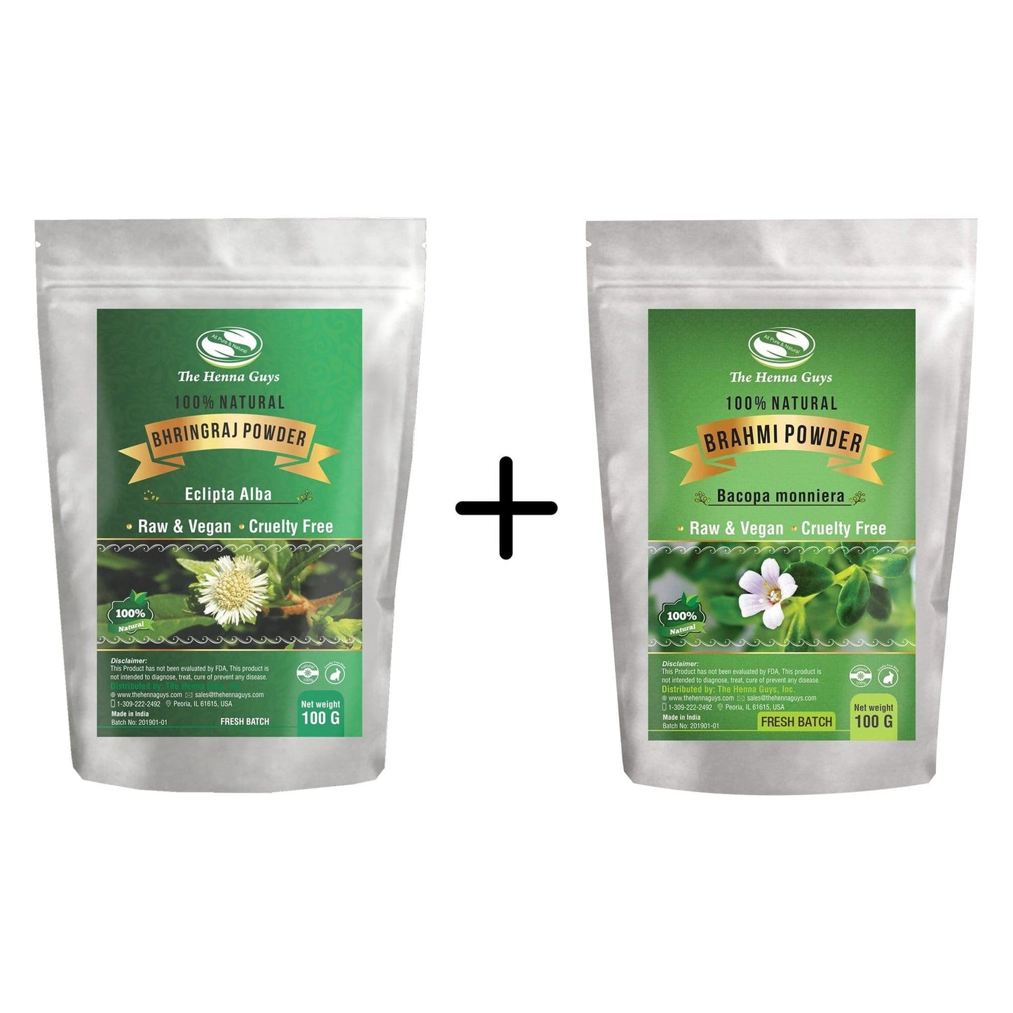 Boost Your Hair Growth Combo - Brahmi & Bhringraj Powder