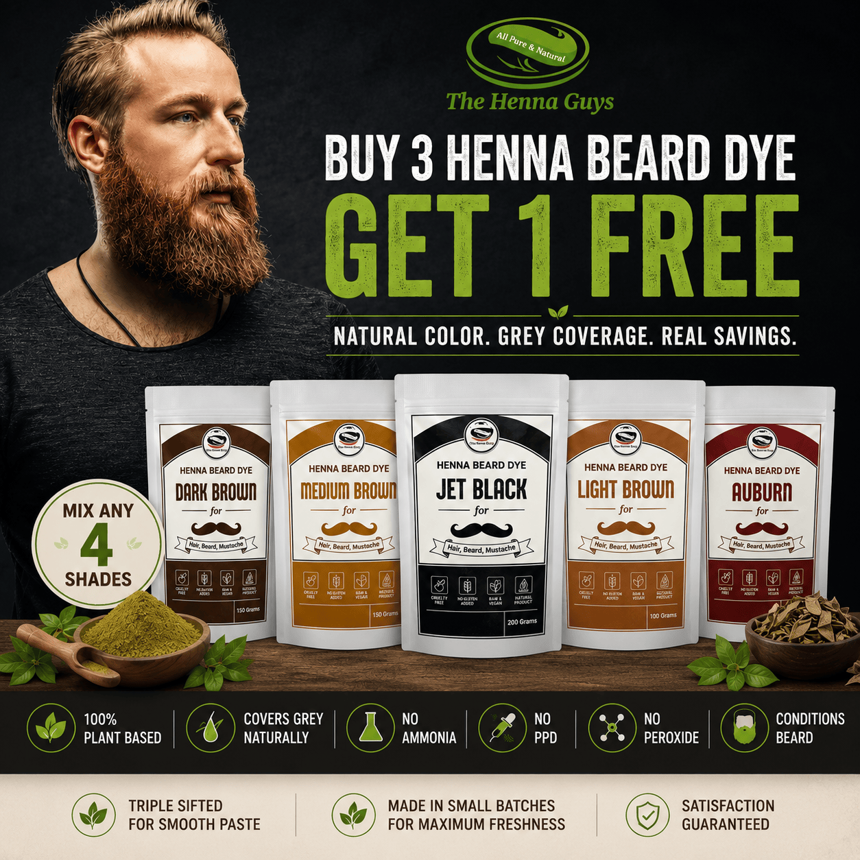 Buy 3 Henna Beard Dye & Get 1 Free