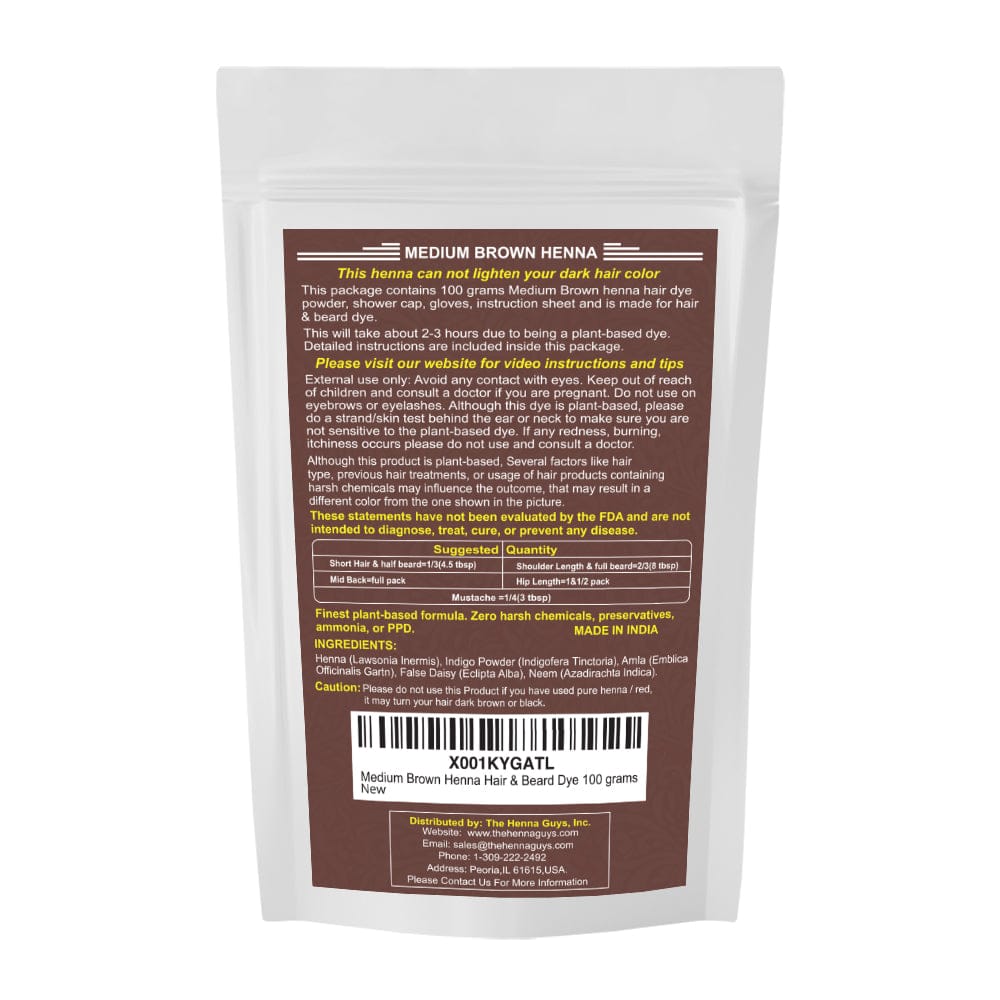 Medium Brown Henna Hair Dye