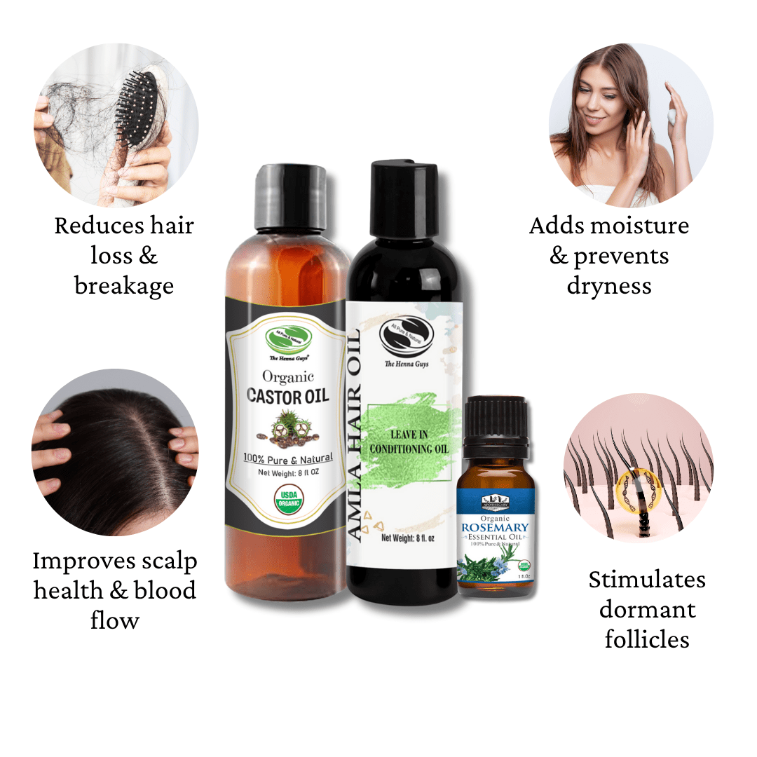 Ultimate Hair Growth Bundle | Amla Oil + Castor Oil + Rosemary Oil