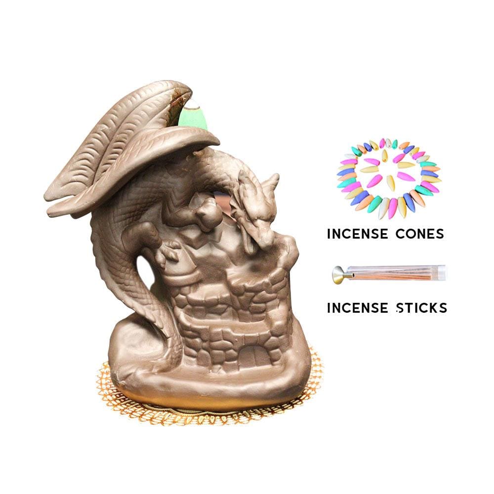 Dragon with Ball Waterfall Incense Burner