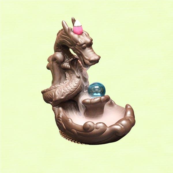 Dragon with Ball Waterfall Incense Burner