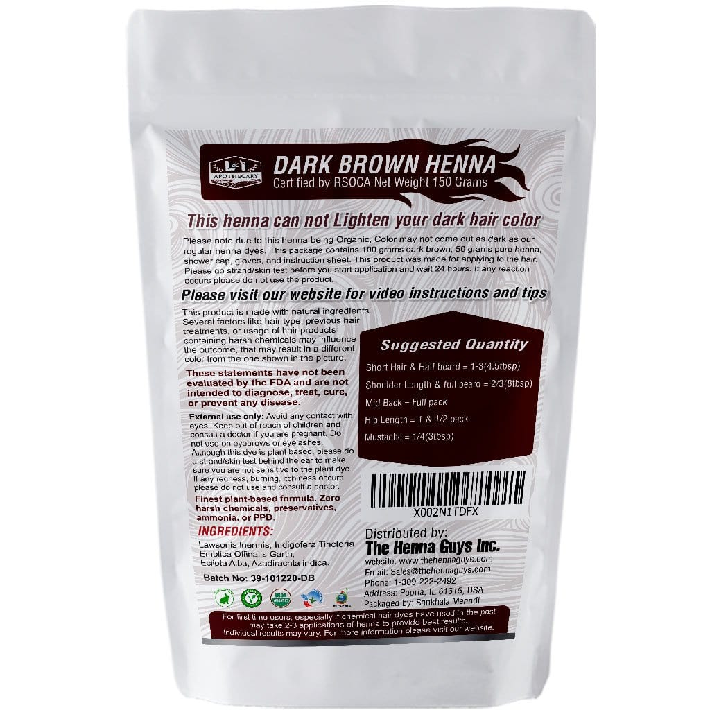 Organic Dark Brown Henna Hair Dye