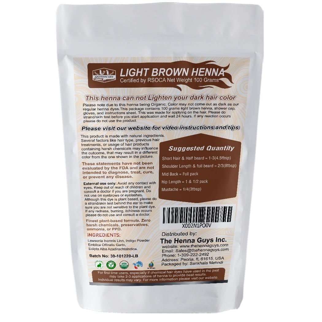 Organic Light Brown Henna Hair Dye